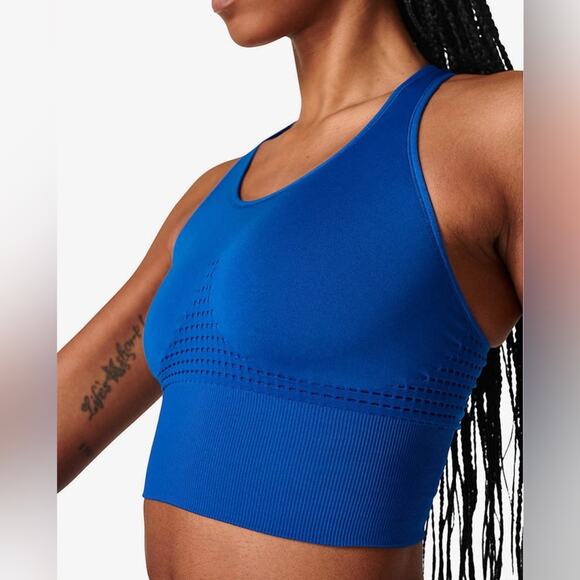 Sweaty Betty Stamina Seamless Knit Longline Sports Bra Cobalt Blue Size Small - Picture 1 of 5